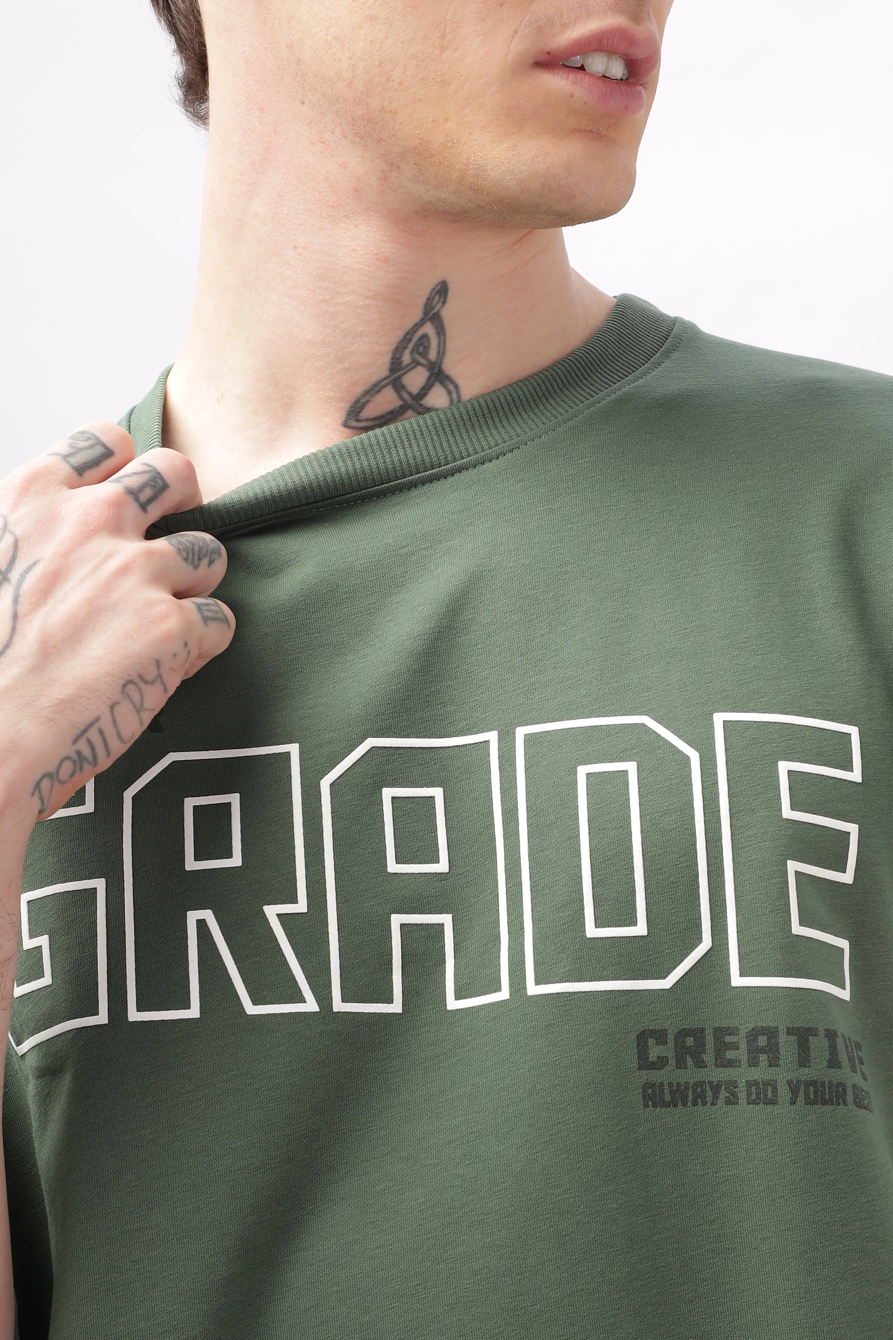 Summer Grade Drop Shoulder Green  T-shirt