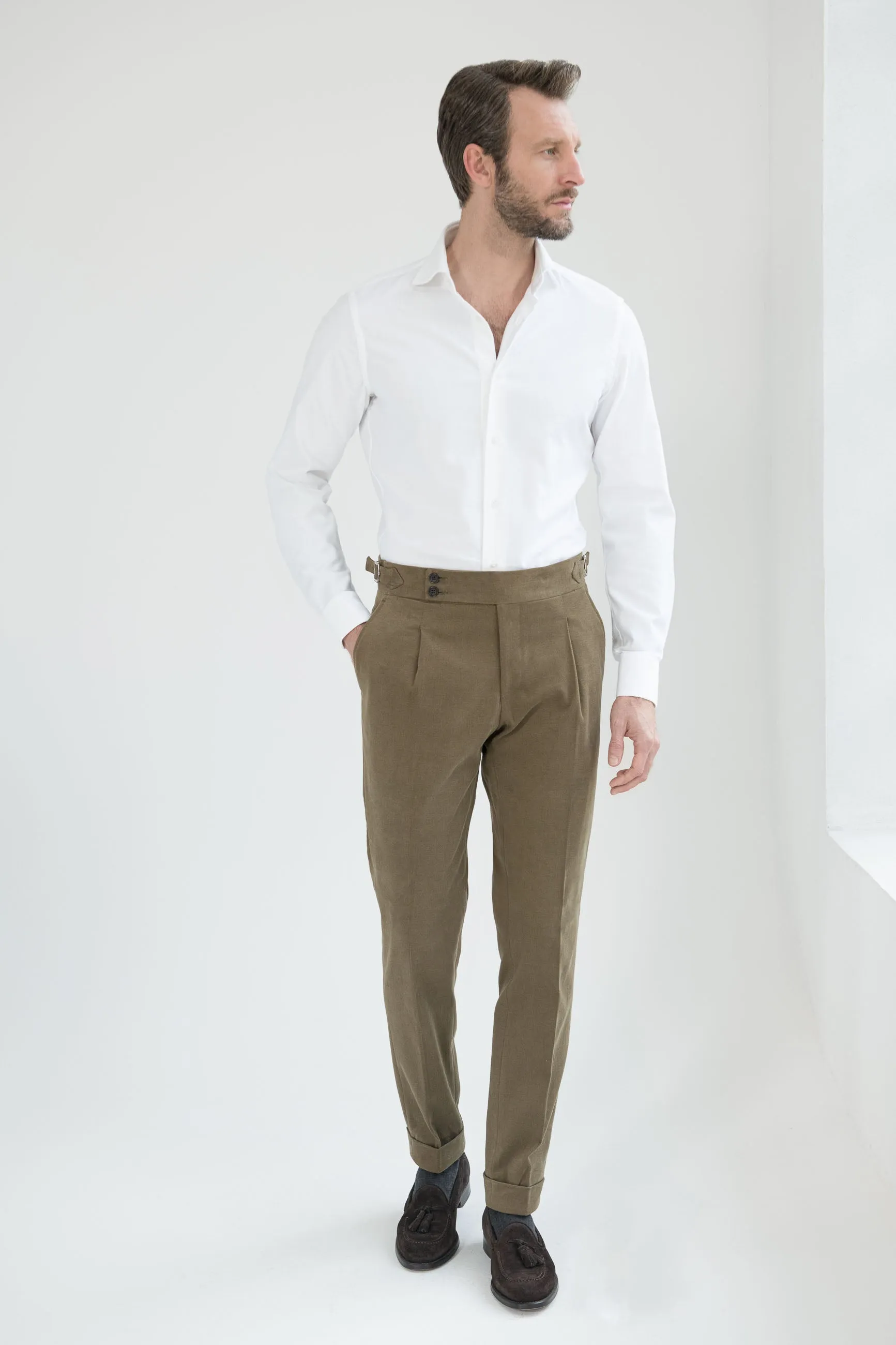 Taupe cotton trousers "Soragna Capsule Collection" - Made in Italy