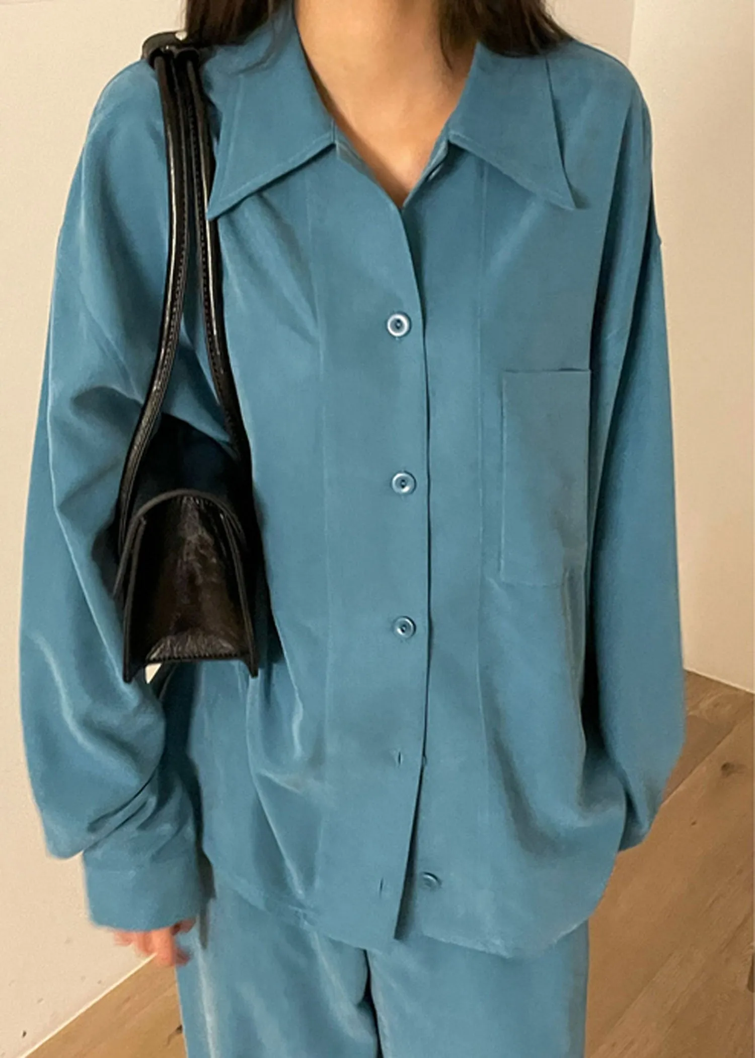 Teal Button Down Shirt & Trousers Set