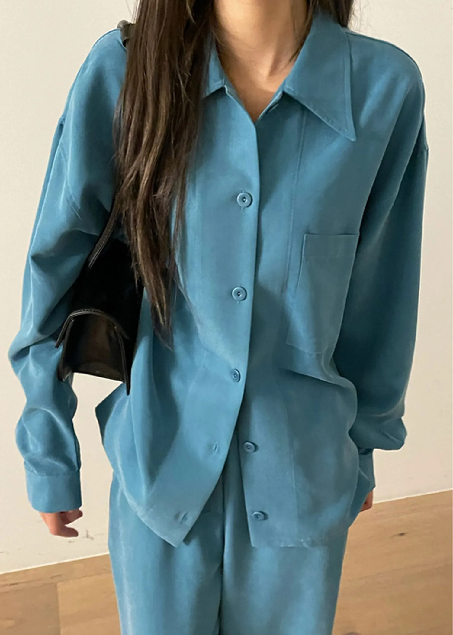 Teal Button Down Shirt & Trousers Set