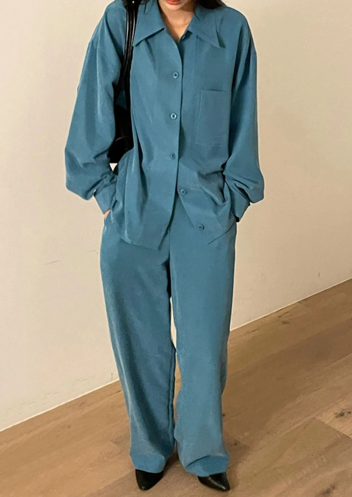 Teal Button Down Shirt & Trousers Set