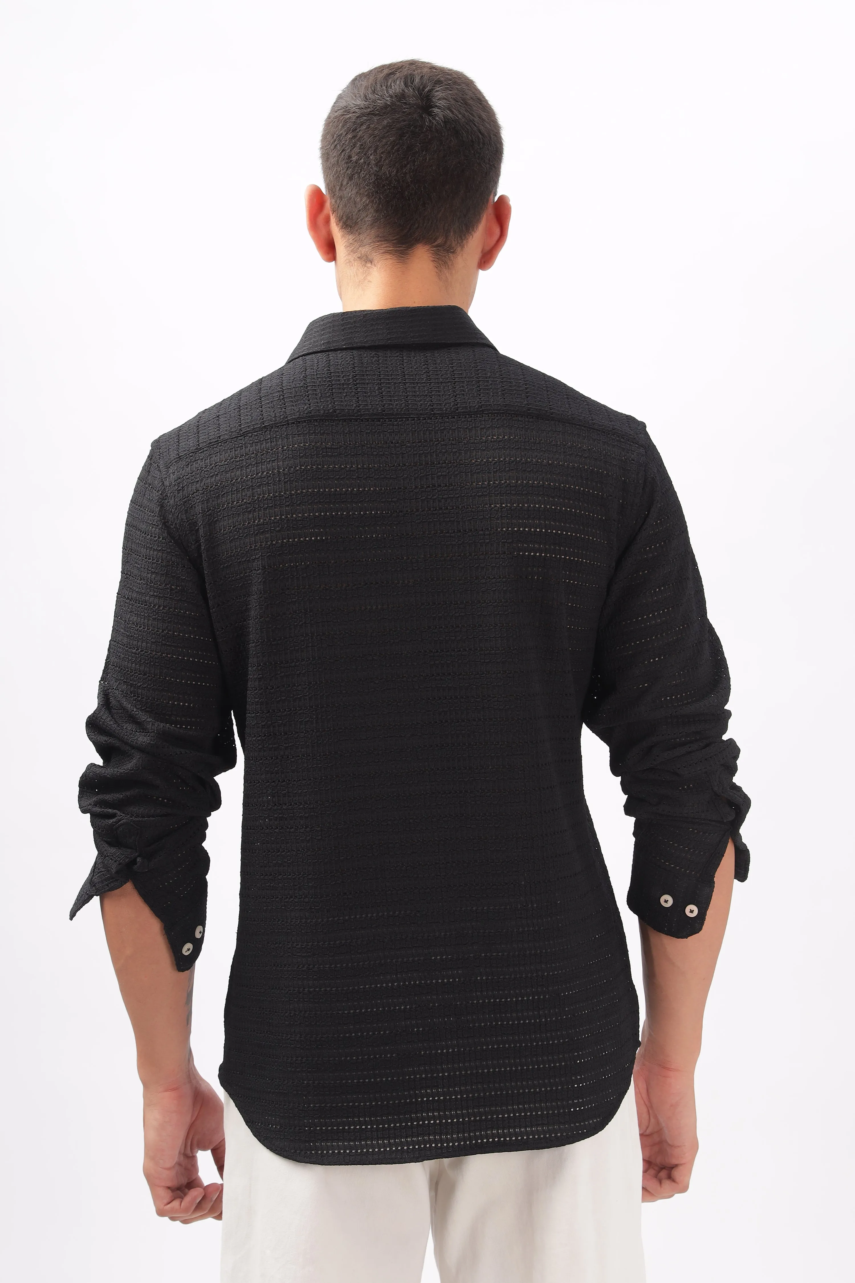 Textured  Black Shirt