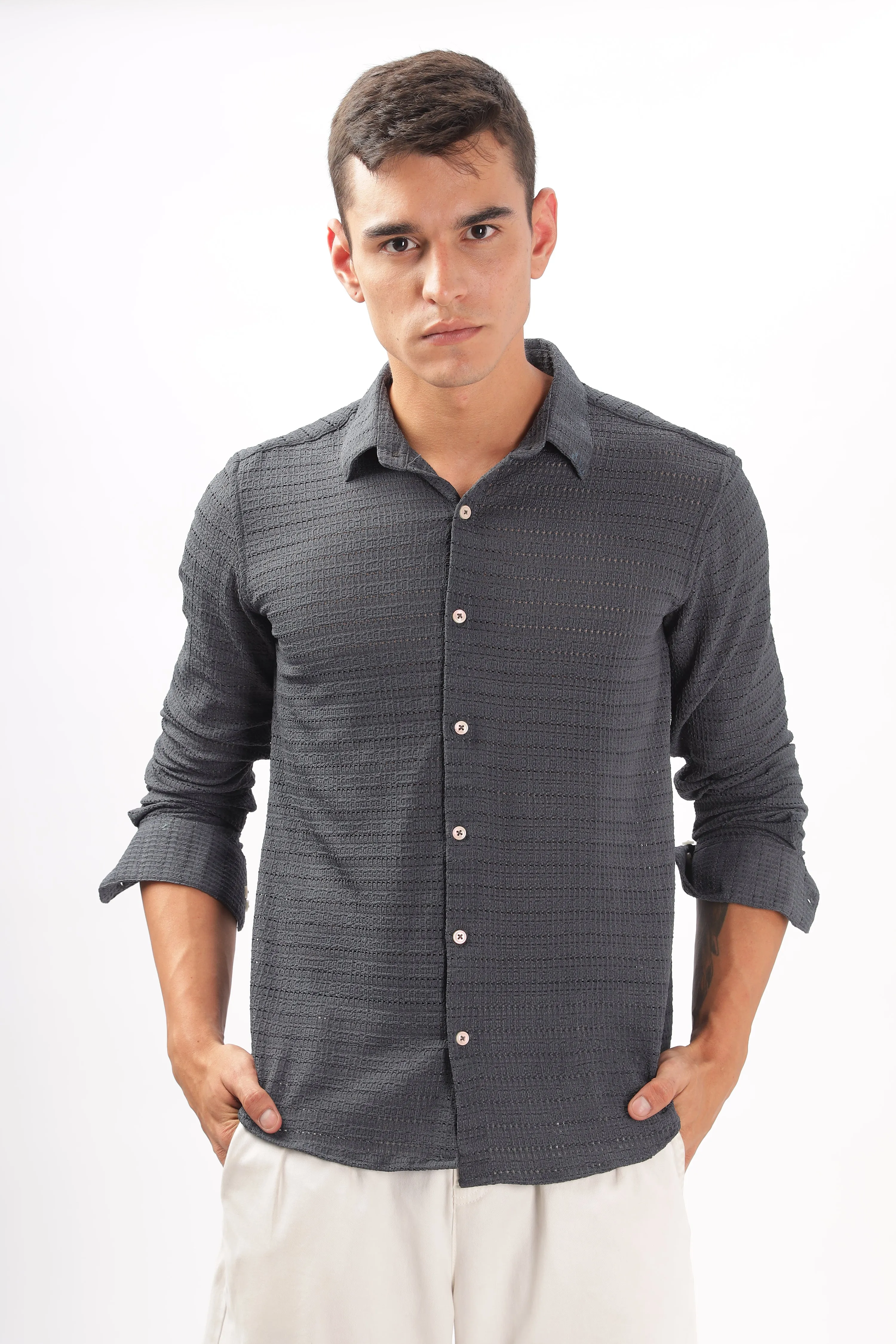 Textured Gray Shirt