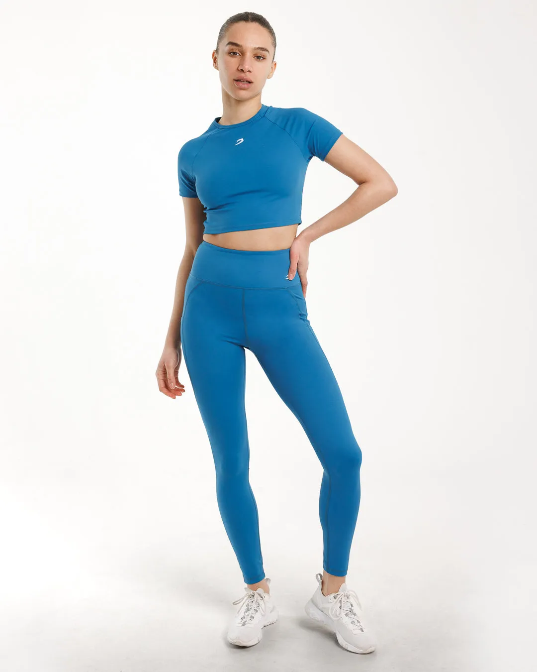 Training Short Sleeve Crop Top - Blue