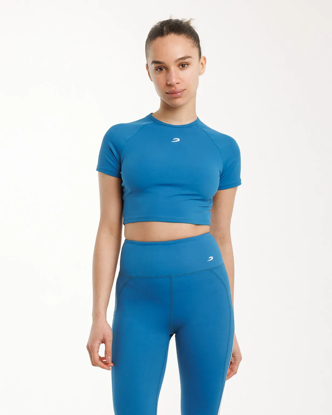 Training Short Sleeve Crop Top - Blue