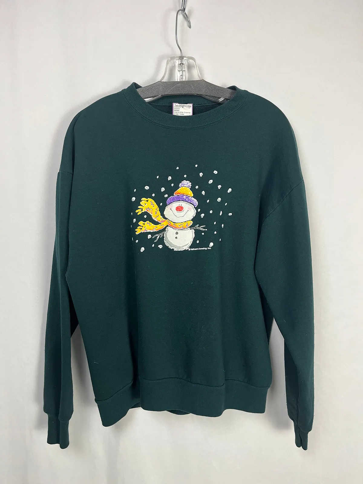 Vintage Hallmark Size 16 Green & White Snowman Sweatshirt