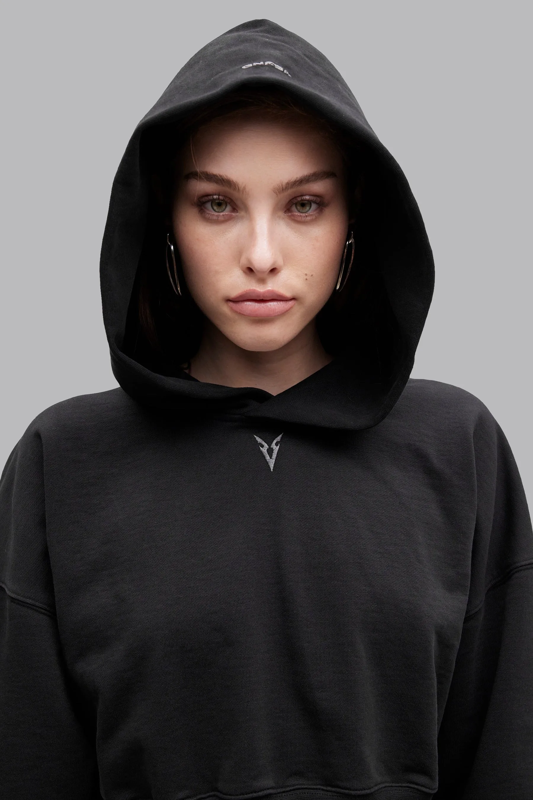 V_LYFE420 BOXY HOODIE - Black